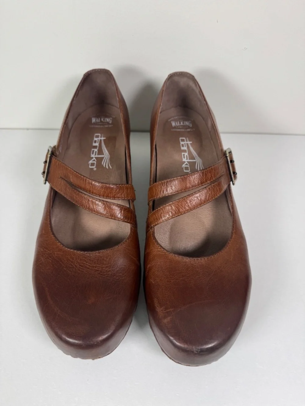 Dansko Tina Brown Leather Mary Jane Ortho Wedge Comfort Shoes | Size 41